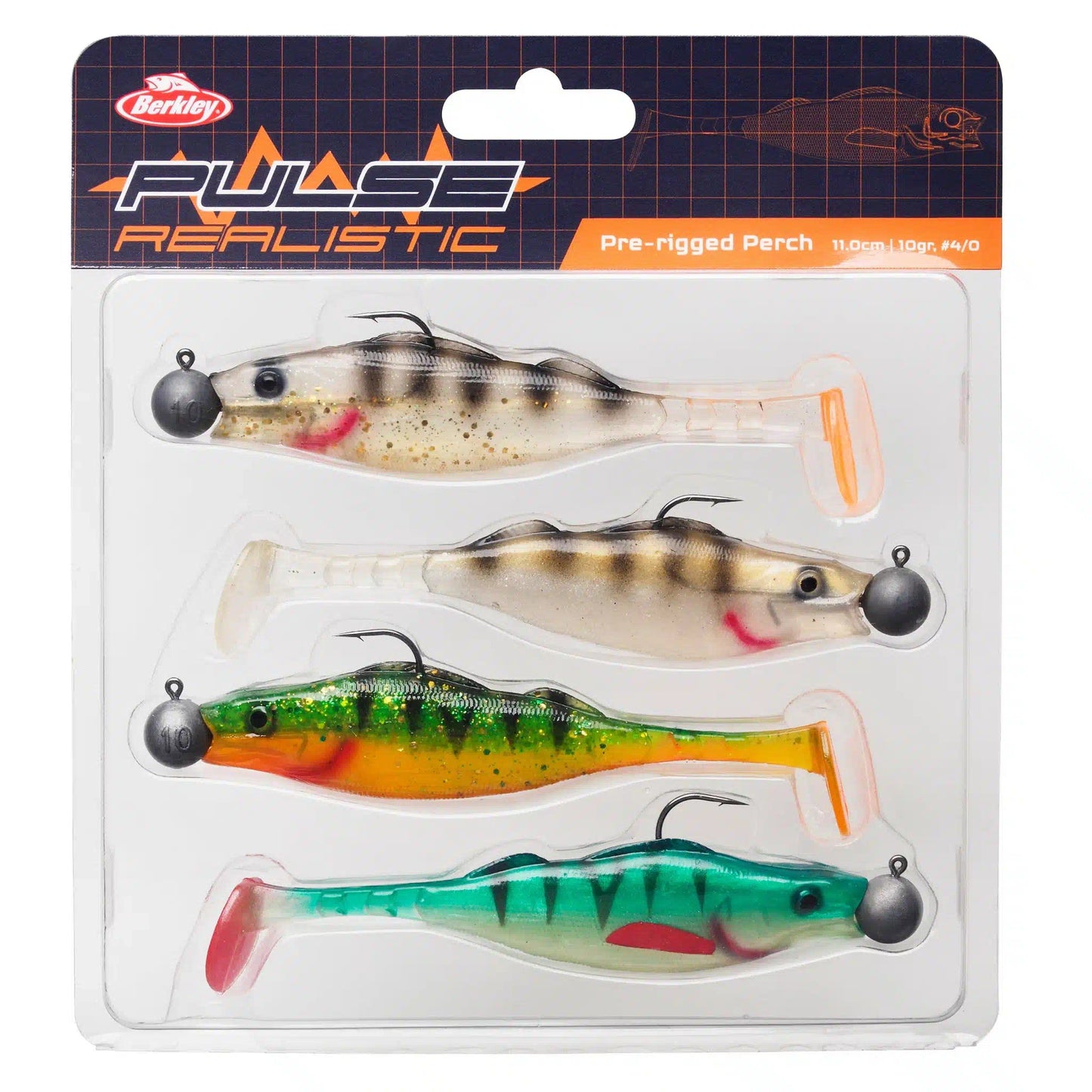 Berkley Pulse Realistic Perch Prerigged 11cm 10g 4er-Pack