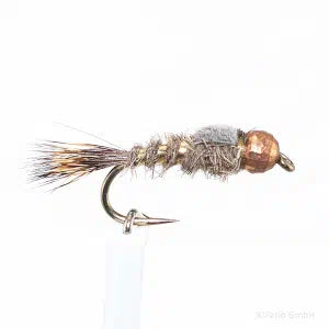 Hare's Ear Tungsten Kupfer Nymphe barbed Grau