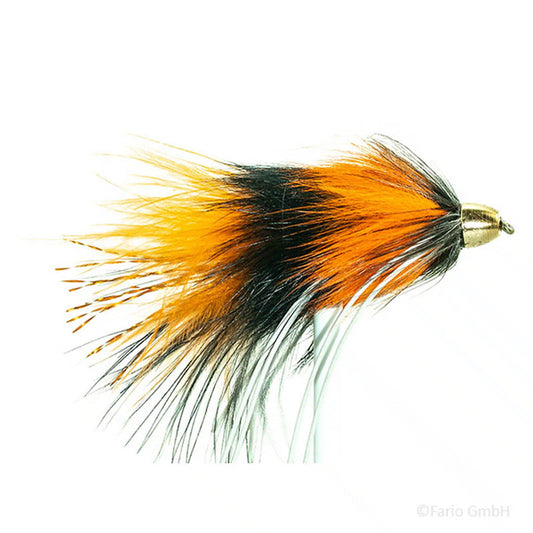 Wooly Bugger Conehead barbed Orange/Schwarz